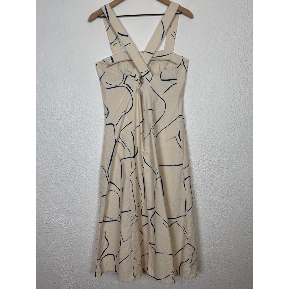 Corey Lynn Calter Printed Square Neck Cotton Linen Blend Midi Dress Size Large - Picture 4 of 6